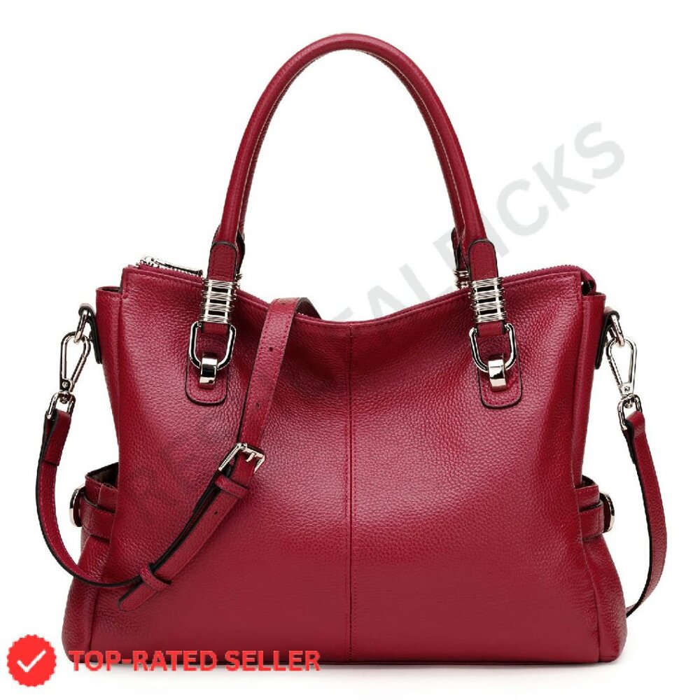 Genuine Leather Satchel Tote Crossbody Bag Elegant Minimal Chic Versatile